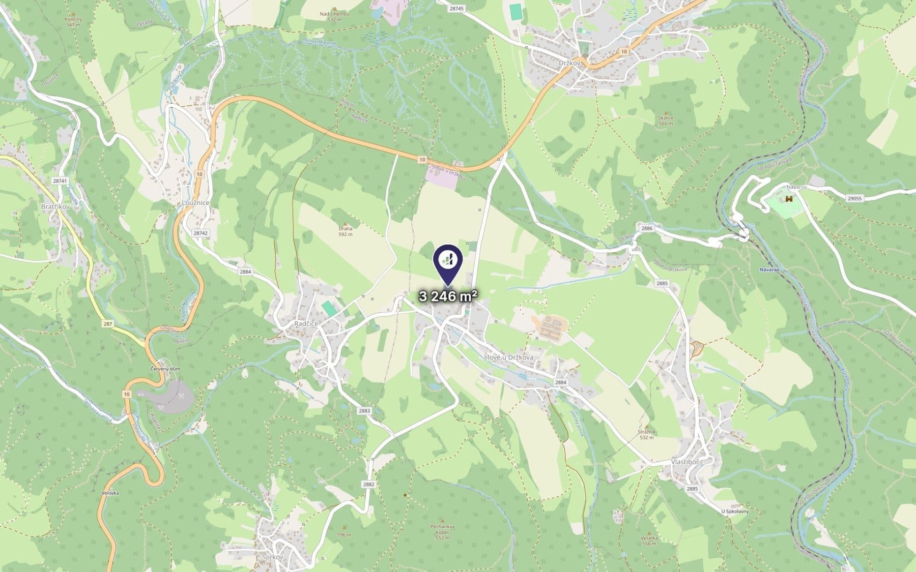 Predaj pozemku 1.082 m², Jílové u Držkova, Liberecký kraj Predaj pozemku 1.082 m², Jílové u Držkova, Liberecký kraj