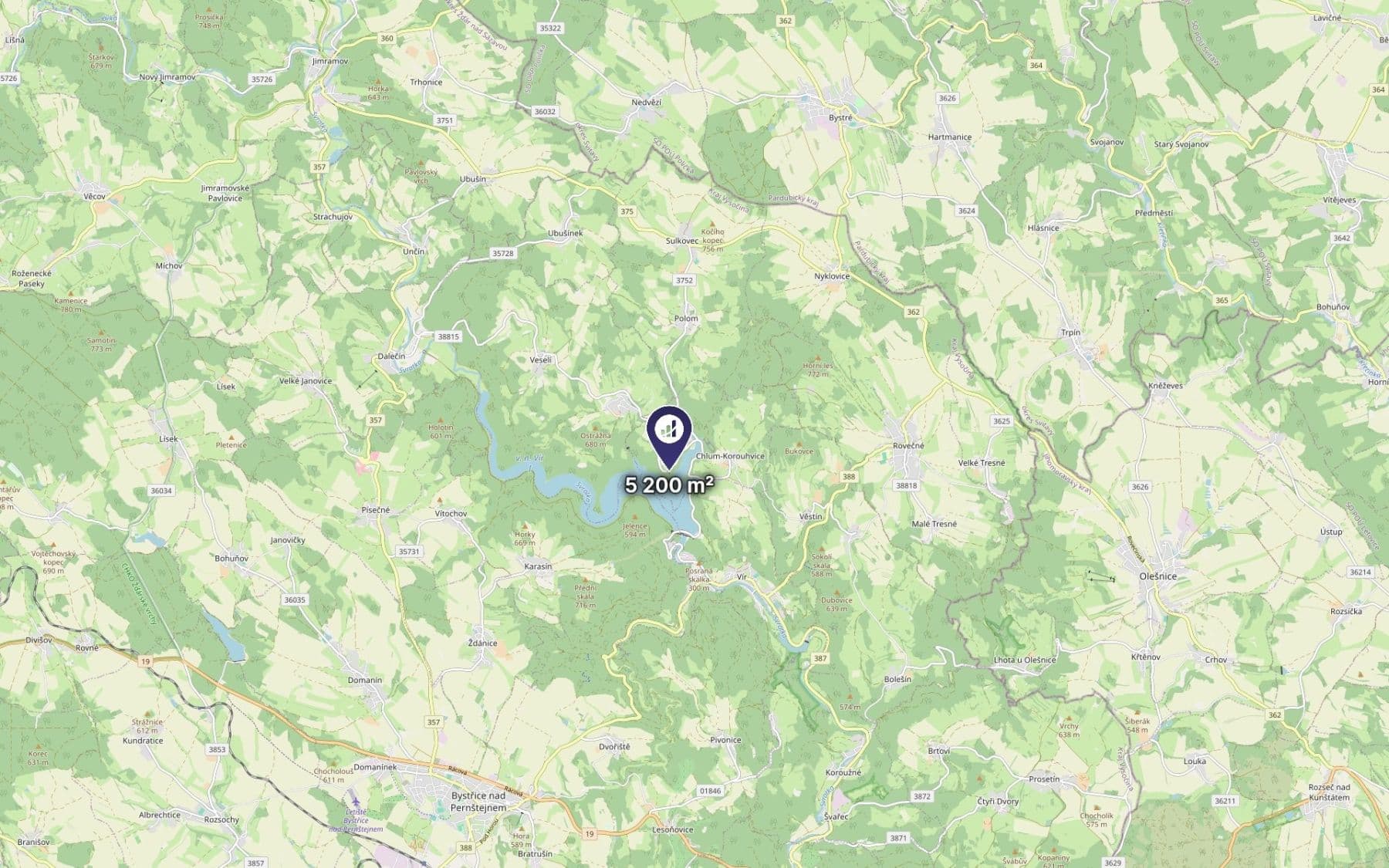 Predaj pozemku 5.200 m², Chlum-Korouhvice, Kraj Vysočina Predaj pozemku 5.200 m², Chlum-Korouhvice, Kraj Vysočina