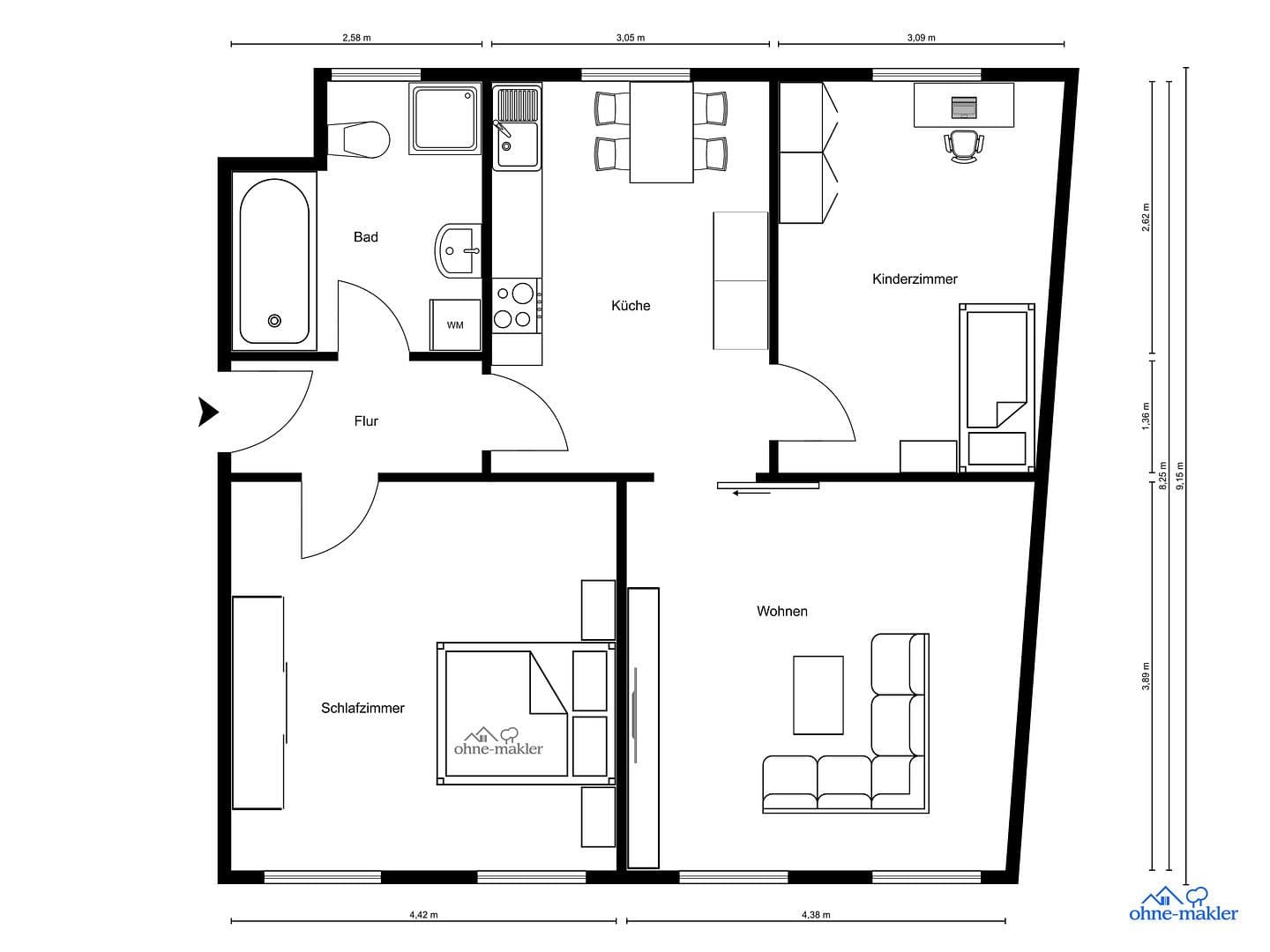 Prenájom bytu 3-izbový 70 m², Langestr.27, Freiberg, Sasko Prenájom bytu 3-izbový 70 m², Langestr.27, Freiberg, Sasko