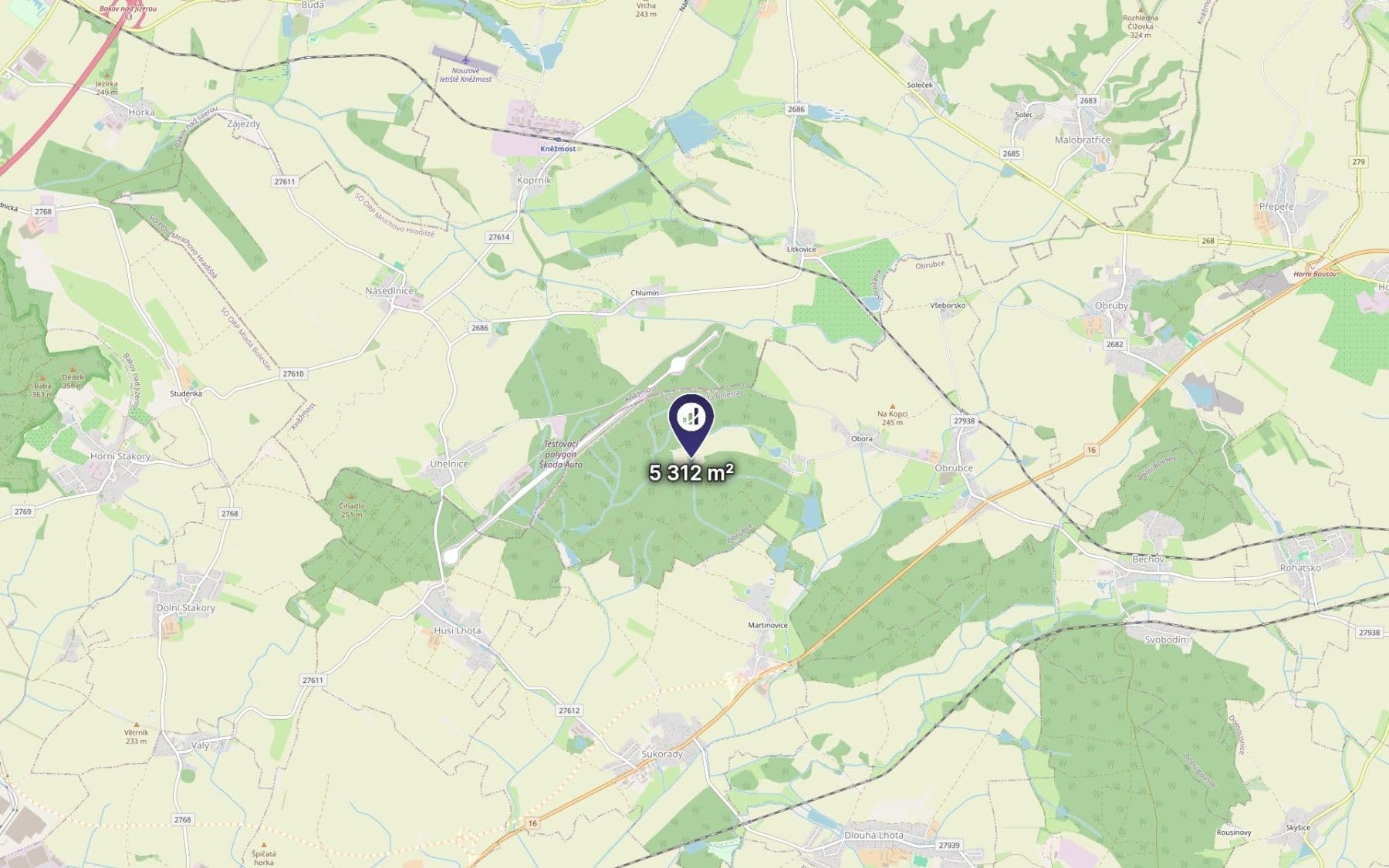 Predaj pozemku 5.312 m², Obrubce, Středočeský kraj Predaj pozemku 5.312 m², Obrubce, Středočeský kraj