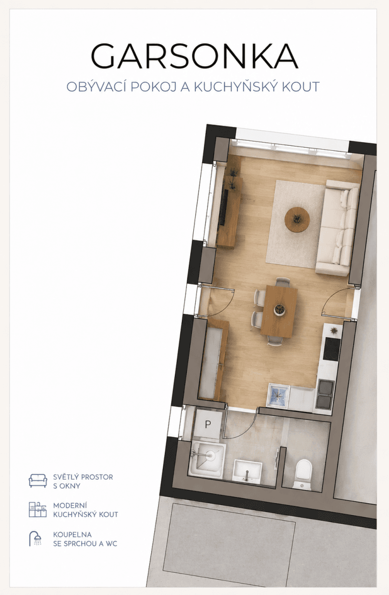 Prenájom bytu 1-izbový 22 m², Jiráskova, Benešov, Středočeský kraj Prenájom bytu 1-izbový 22 m², Jiráskova, Benešov, Středočeský kraj