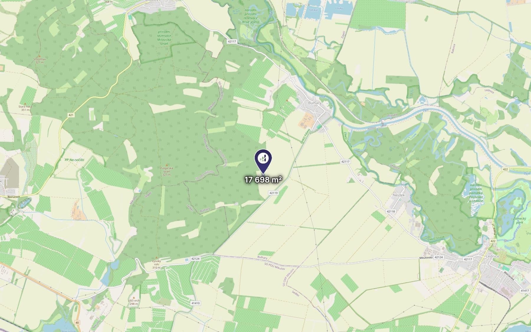 Predaj pozemku 17.698 m², Bulhary, Jihomoravský kraj Predaj pozemku 17.698 m², Bulhary, Jihomoravský kraj