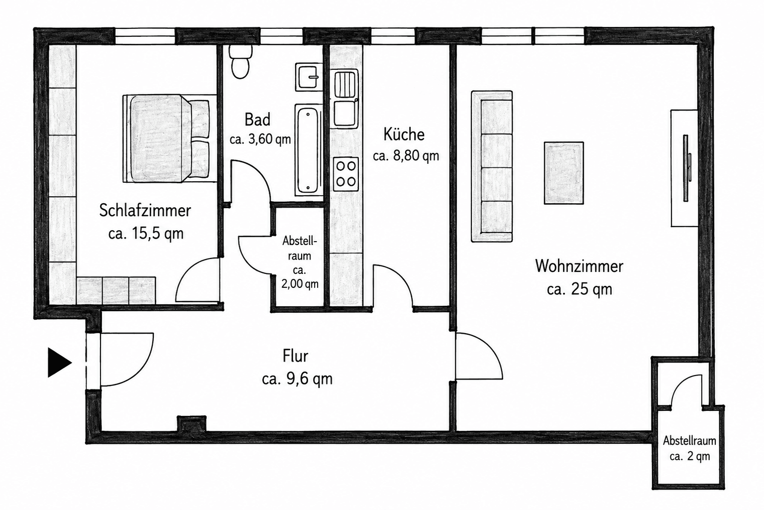 Prenájom bytu 2-izbový 64 m², Essen, Severné Porýnie - Westfálsko Prenájom bytu 2-izbový 64 m², Essen, Severné Porýnie - Westfálsko