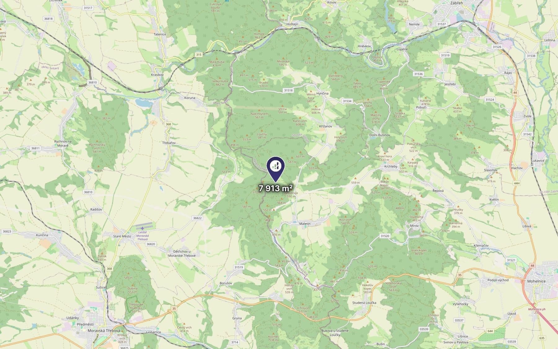 Predaj pozemku 7.913 m², Maletín, Olomoucký kraj Predaj pozemku 7.913 m², Maletín, Olomoucký kraj