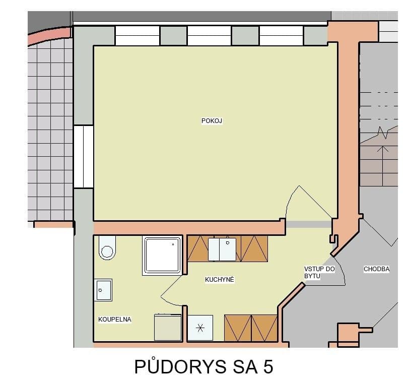 Prenájom bytu 1-izbový 33 m², Nad Santoškou, Praha, Praha Prenájom bytu 1-izbový 33 m², Nad Santoškou, Praha, Praha