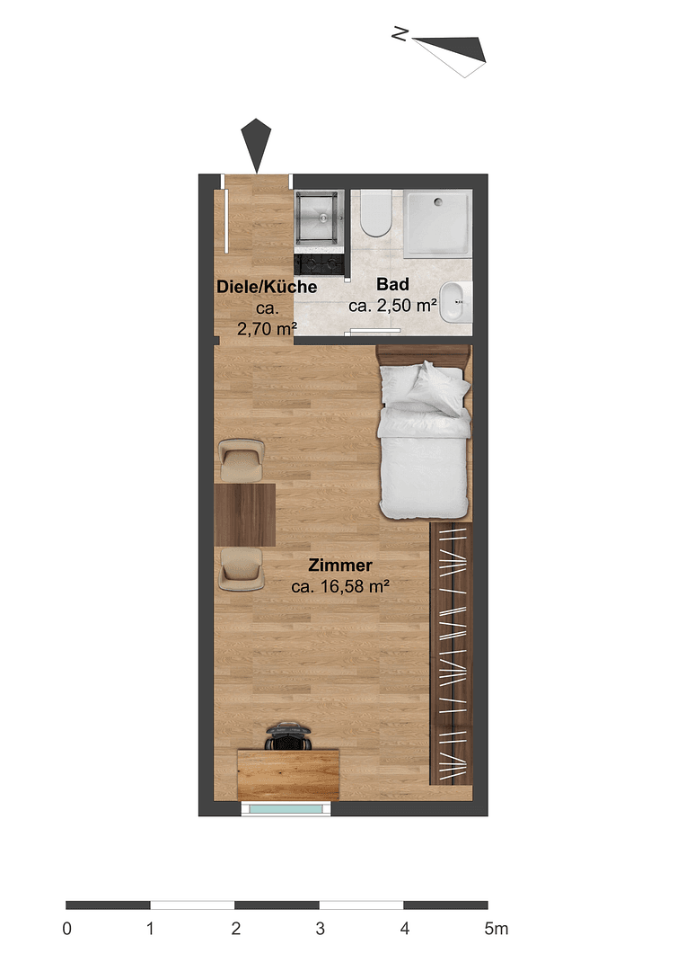 Prenájom bytu 1-izbový 22 m², Gaußstraße 77, Saarbrücken, Sársko Prenájom bytu 1-izbový 22 m², Gaußstraße 77, Saarbrücken, Sársko