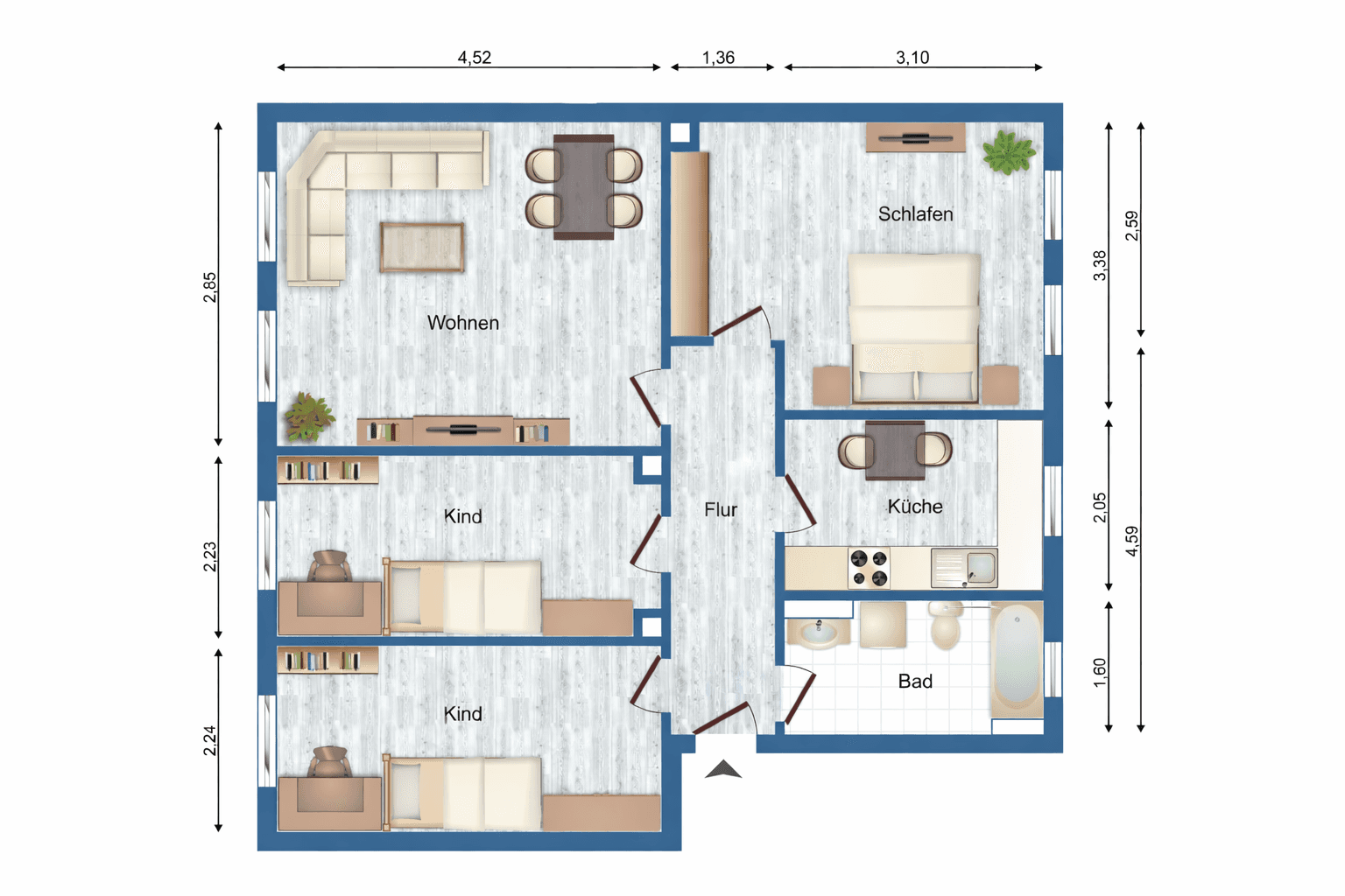 Prenájom bytu 4-izbový 68 m², Am Wald 5, Ziegendorf, Meklenbursko-Predpomoransko Prenájom bytu 4-izbový 68 m², Am Wald 5, Ziegendorf, Meklenbursko-Predpomoransko