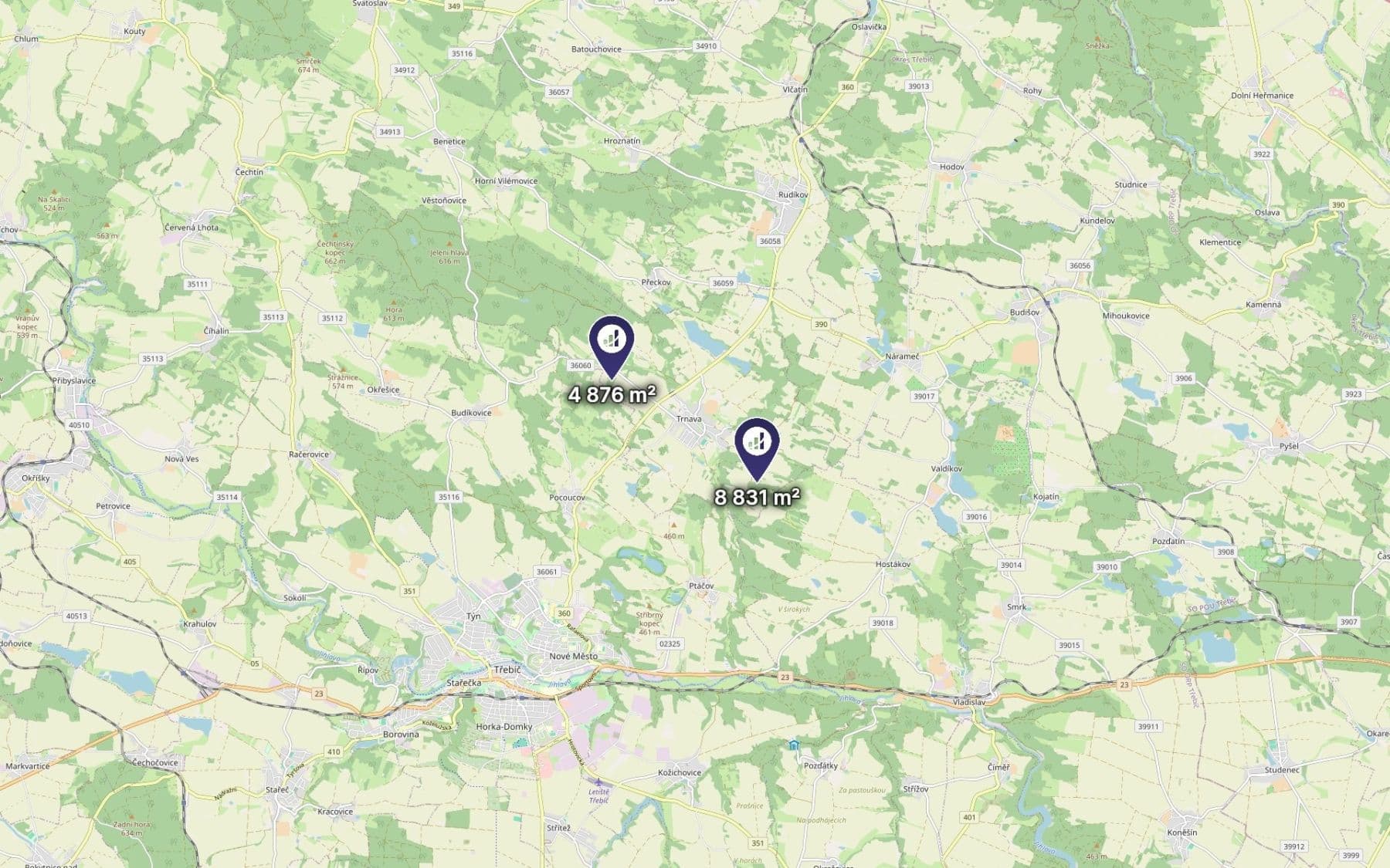 Predaj pozemku 3.427 m², Trnava, Kraj Vysočina Predaj pozemku 3.427 m², Trnava, Kraj Vysočina