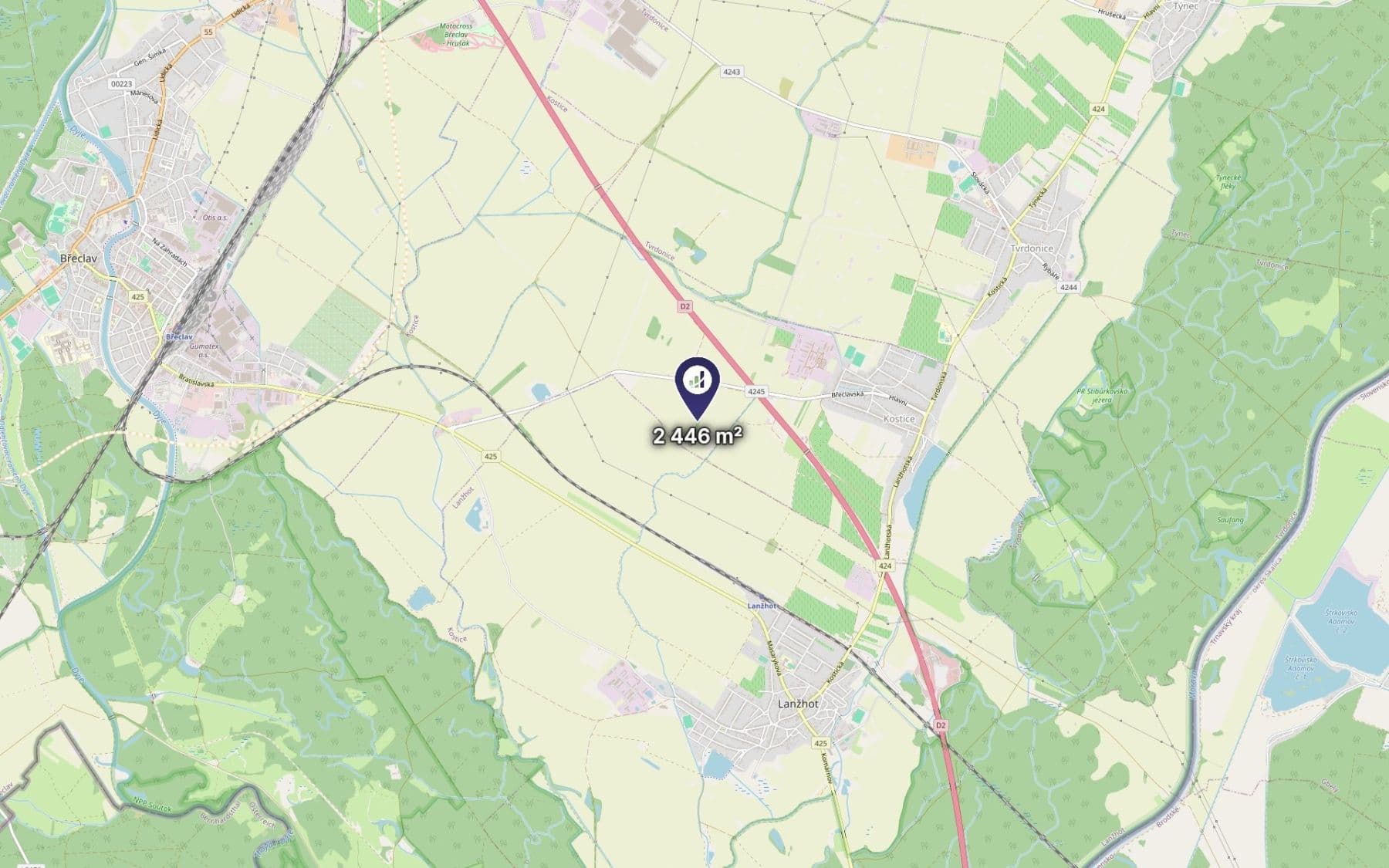 Predaj pozemku 2.446 m², Kostice, Jihomoravský kraj Predaj pozemku 2.446 m², Kostice, Jihomoravský kraj
