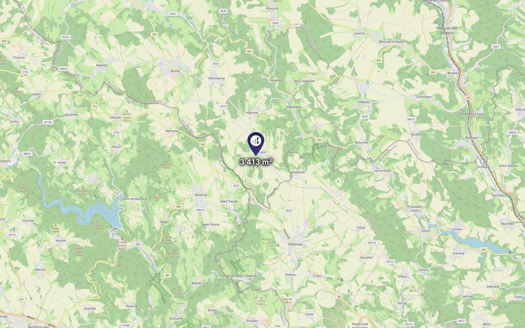Predaj pozemku 1.138 m², Trpín, Pardubický kraj Predaj pozemku 1.138 m², Trpín, Pardubický kraj