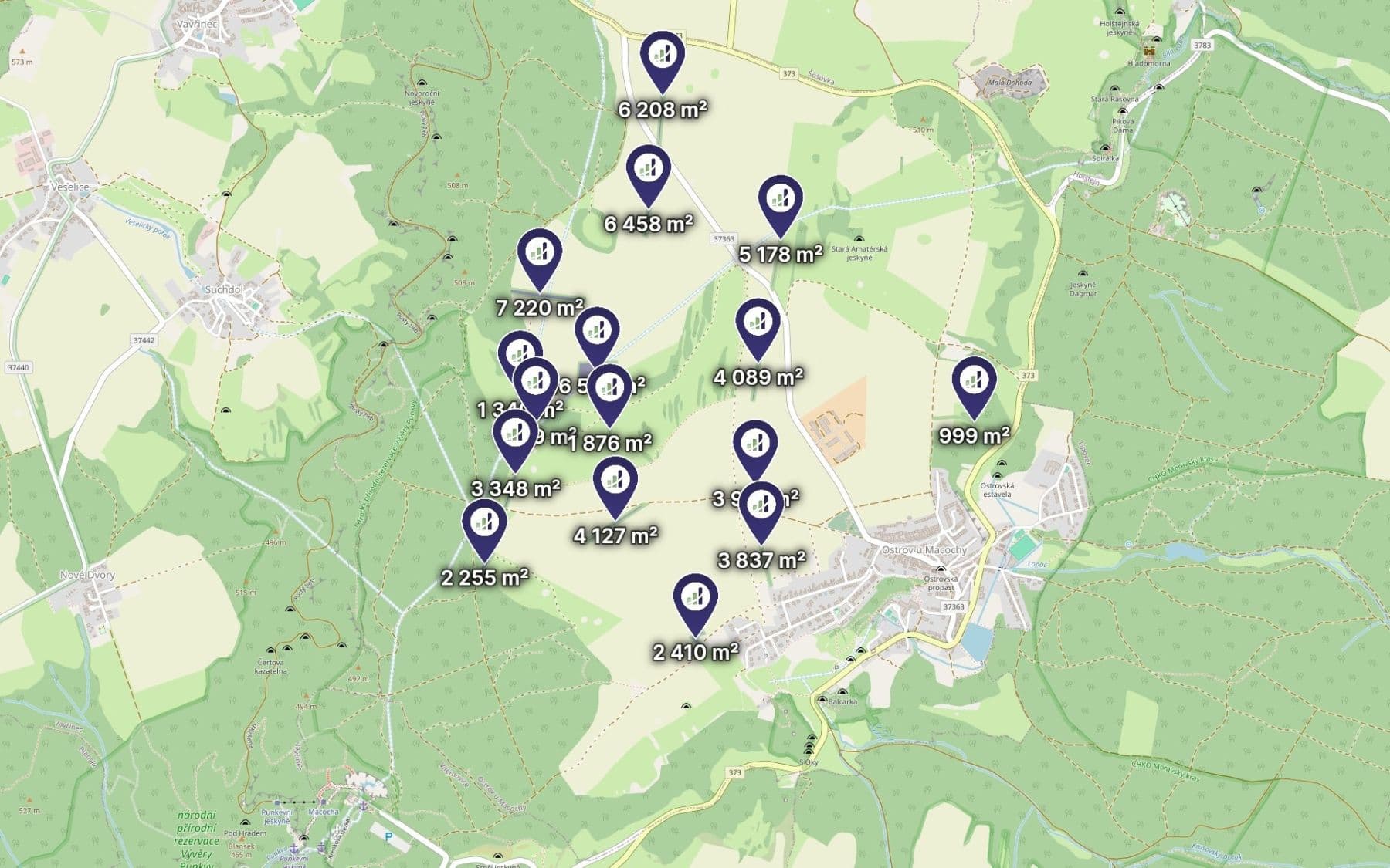 Predaj pozemku 71.410 m², Ostrov u Macochy, Jihomoravský kraj Predaj pozemku 71.410 m², Ostrov u Macochy, Jihomoravský kraj