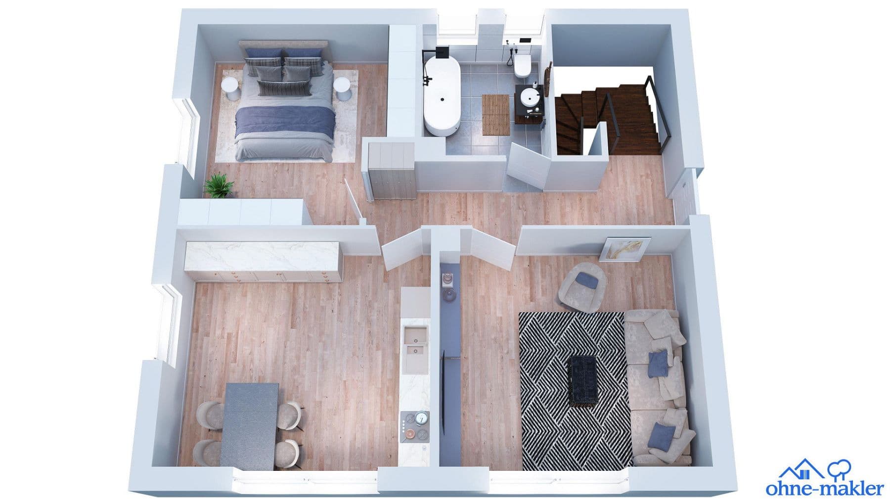 Prenájom bytu 2-izbový 63 m², Attenkirchen, Bavorsko Prenájom bytu 2-izbový 63 m², Attenkirchen, Bavorsko