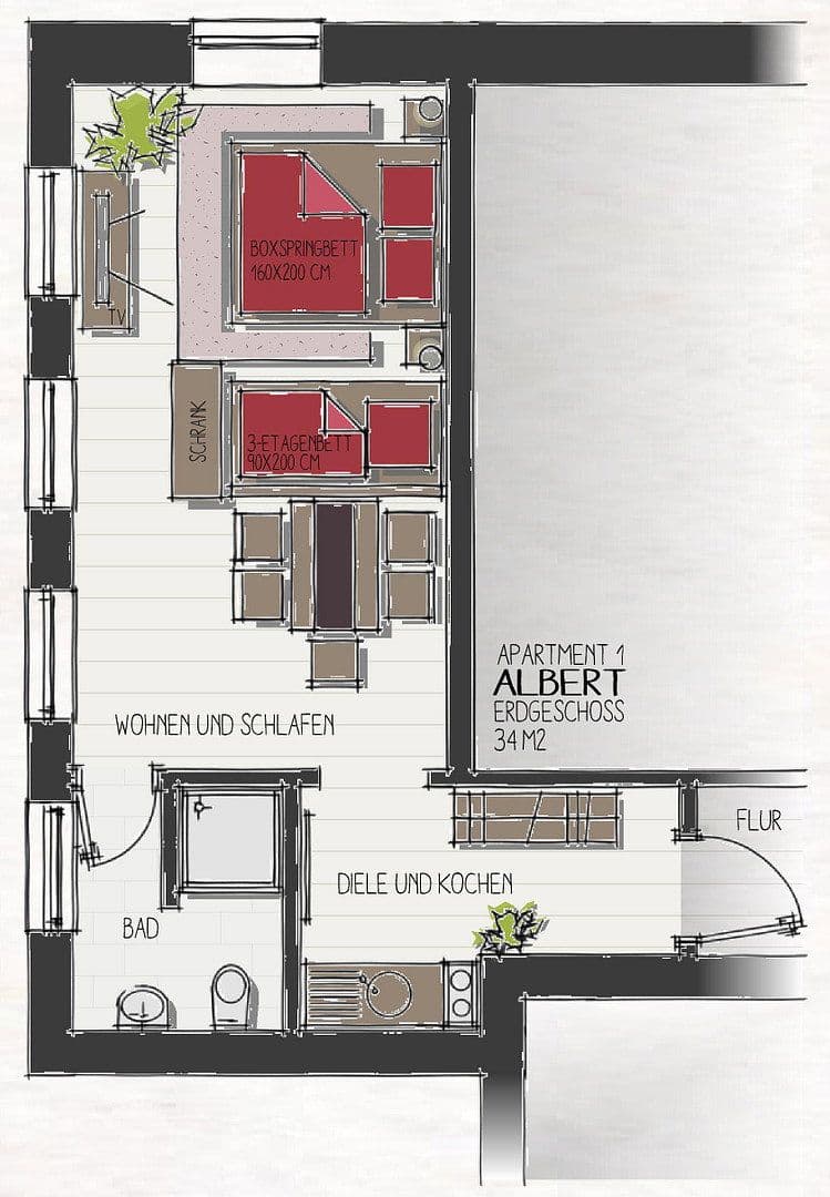 Prenájom bytu 2-izbový 54 m², Schwerin, Meklenbursko-Predpomoransko Prenájom bytu 2-izbový 54 m², Schwerin, Meklenbursko-Predpomoransko