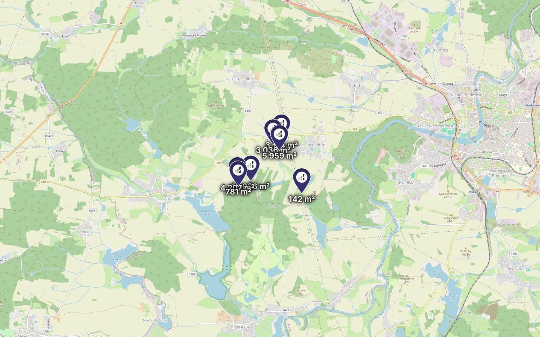Predaj pozemku 35.225 m², Dobev, Jihočeský kraj Predaj pozemku 35.225 m², Dobev, Jihočeský kraj