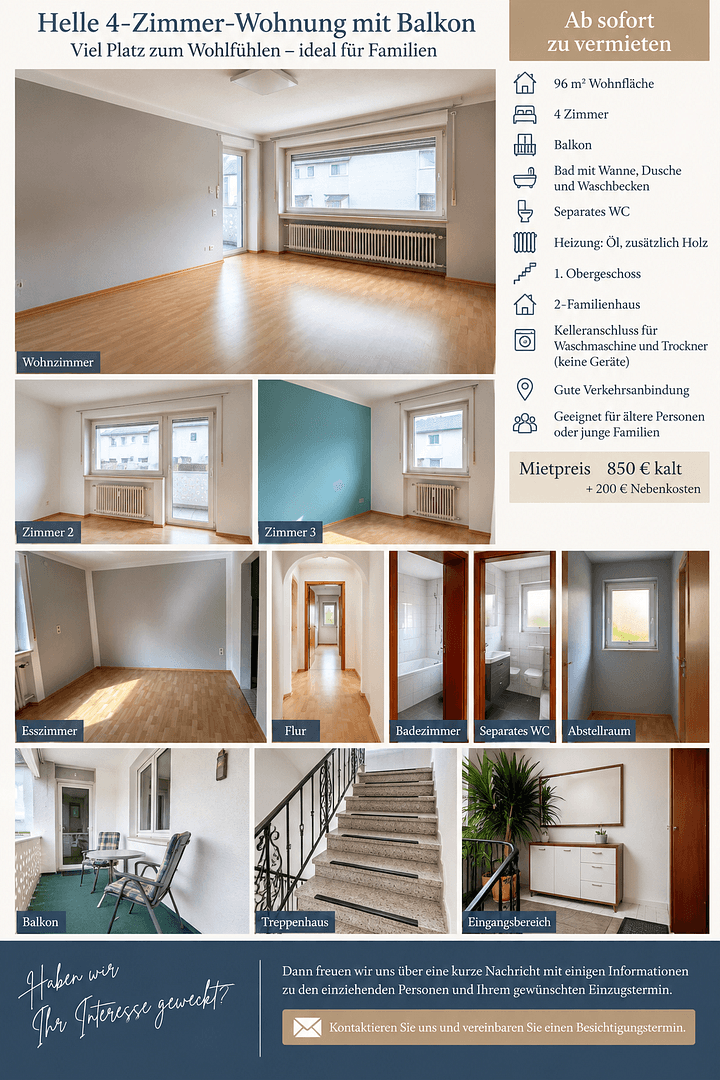 Prenájom bytu 4-izbový 96 m², Nalser Straße 36, Kronach, Bavorsko Prenájom bytu 4-izbový 96 m², Nalser Straße 36, Kronach, Bavorsko