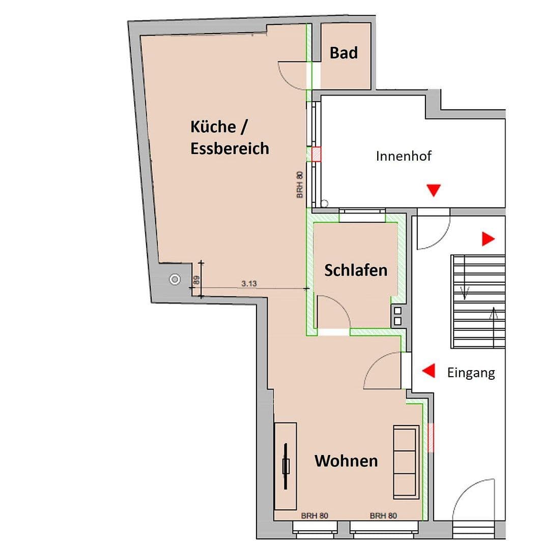 Prenájom bytu 2-izbový 73 m², Darrplatz 13, Apolda, Durínsko Prenájom bytu 2-izbový 73 m², Darrplatz 13, Apolda, Durínsko