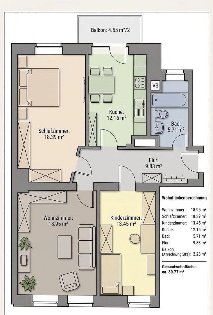 Predaj bytu 3-izbový 81 m², Agricolastr., Chemnitz, Sasko Predaj bytu 3-izbový 81 m², Agricolastr., Chemnitz, Sasko
