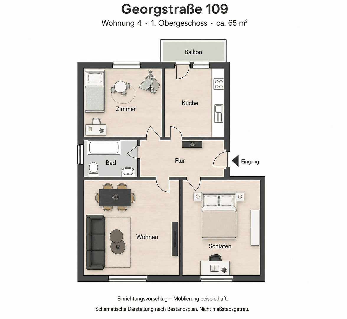 Prenájom bytu 3-izbový 65 m², Georgstraße 109, Bremerhaven, Brémy Prenájom bytu 3-izbový 65 m², Georgstraße 109, Bremerhaven, Brémy