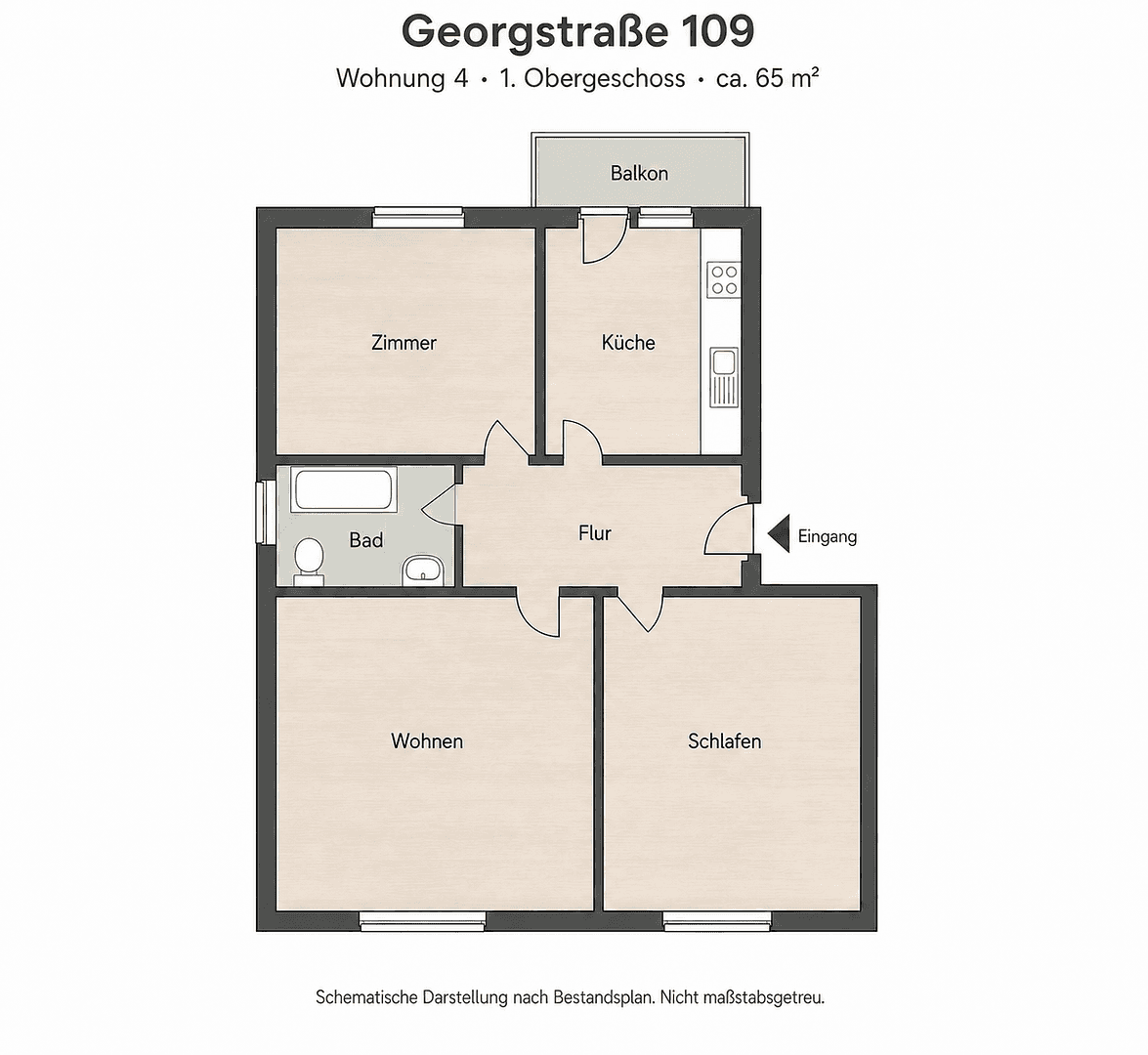 Prenájom bytu 3-izbový 65 m², Georgstraße 109, Bremerhaven, Brémy Prenájom bytu 3-izbový 65 m², Georgstraße 109, Bremerhaven, Brémy