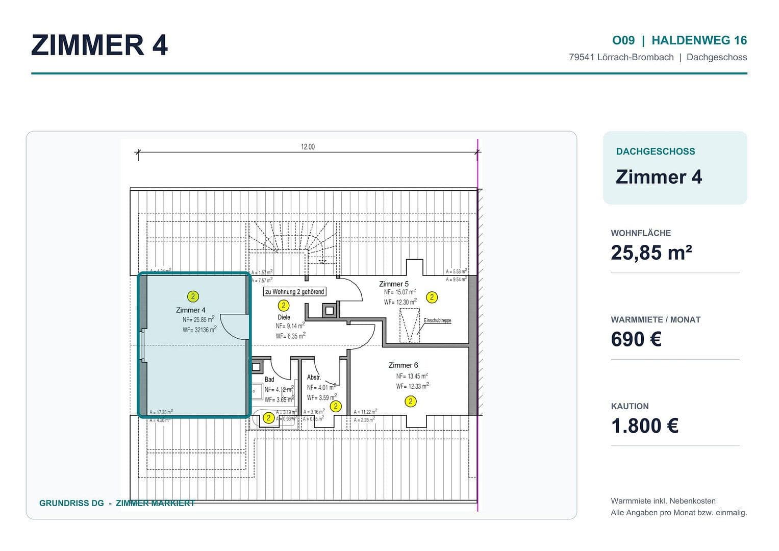 Prenájom bytu 17 m², Haldenweg 16, Lörrach, Bádensko-Wurttembersko Prenájom bytu 17 m², Haldenweg 16, Lörrach, Bádensko-Wurttembersko