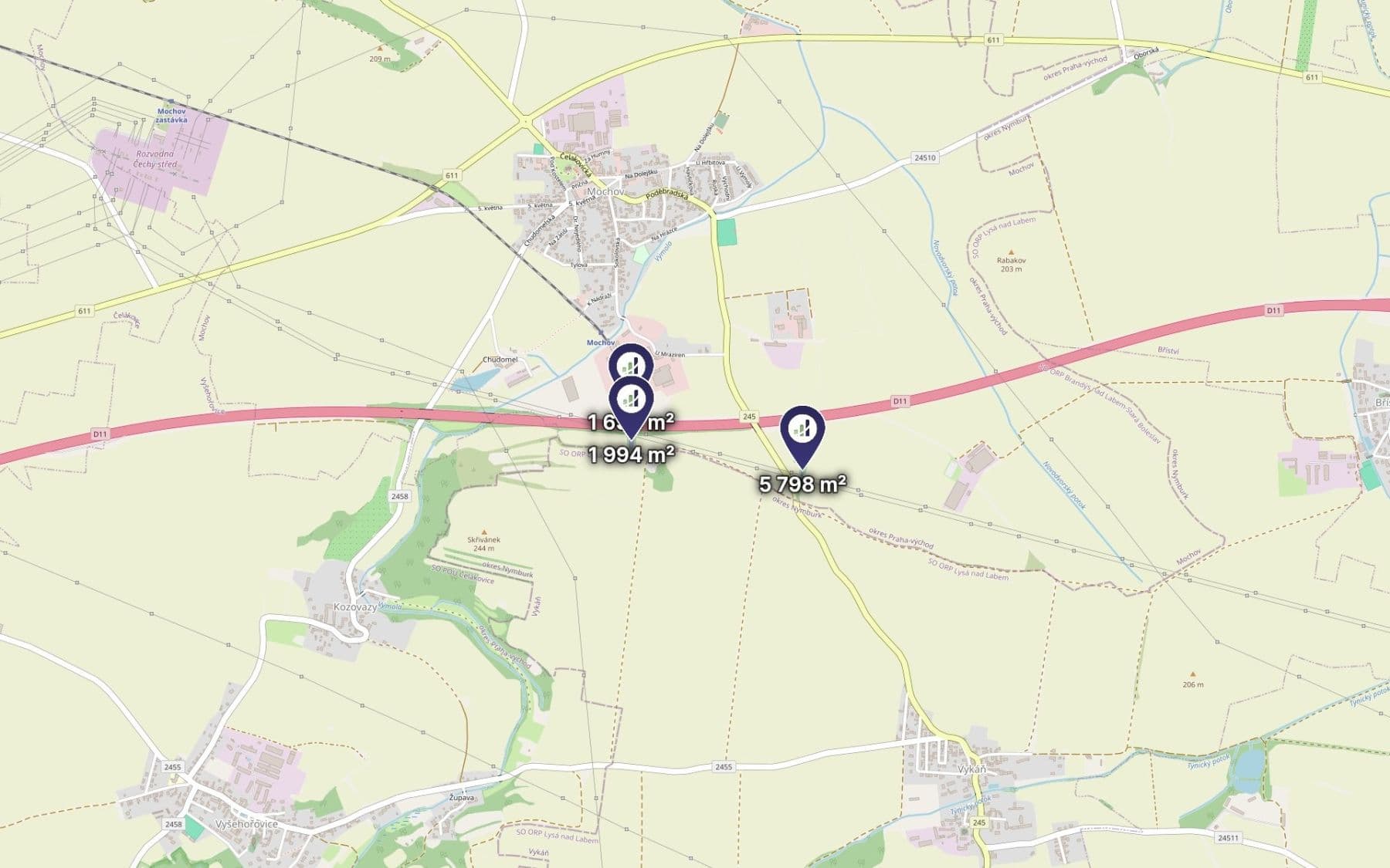 Predaj pozemku 1.581 m², Mochov, Středočeský kraj Predaj pozemku 1.581 m², Mochov, Středočeský kraj
