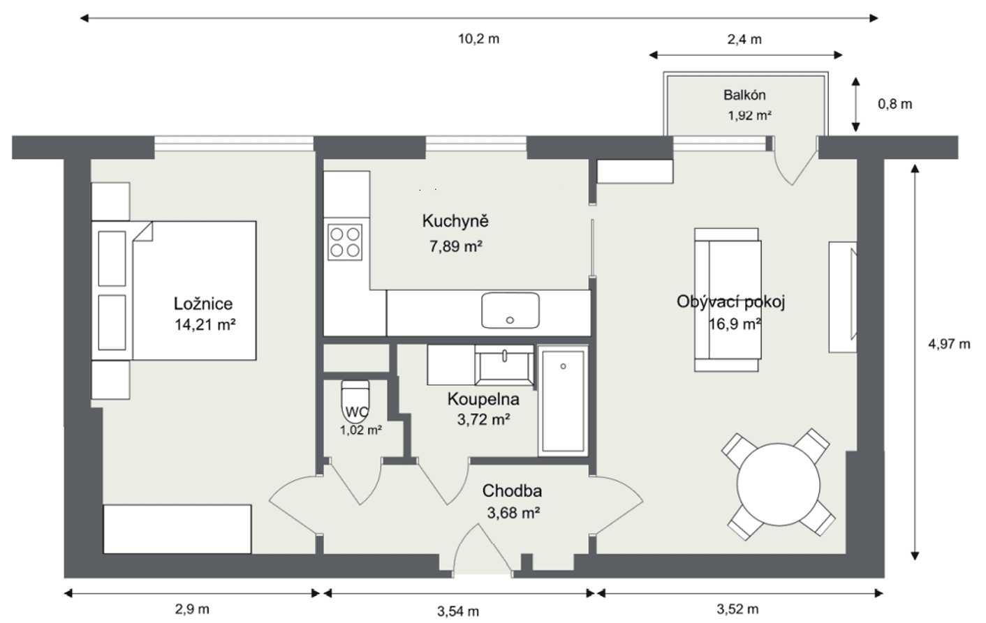 Prenájom bytu 2-izbový 50 m², U Blaženky, Praha, Praha Prenájom bytu 2-izbový 50 m², U Blaženky, Praha, Praha
