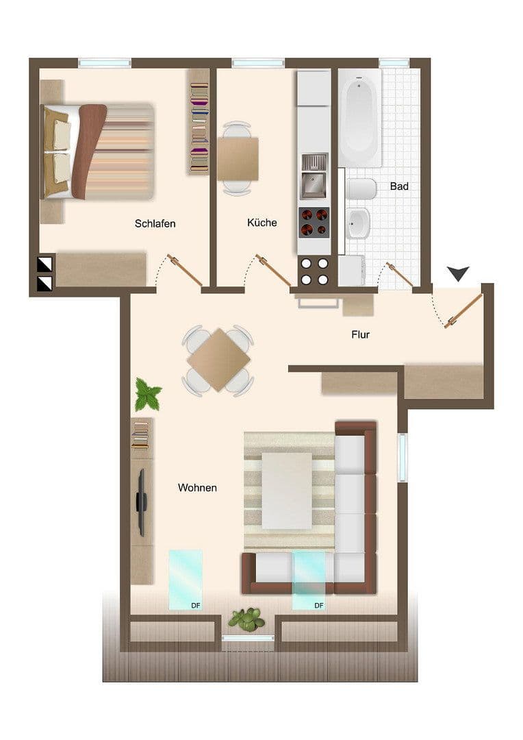 Prenájom bytu 2-izbový 57 m², Wallstraße 61, Schwerin, Meklenbursko-Predpomoransko Prenájom bytu 2-izbový 57 m², Wallstraße 61, Schwerin, Meklenbursko-Predpomoransko