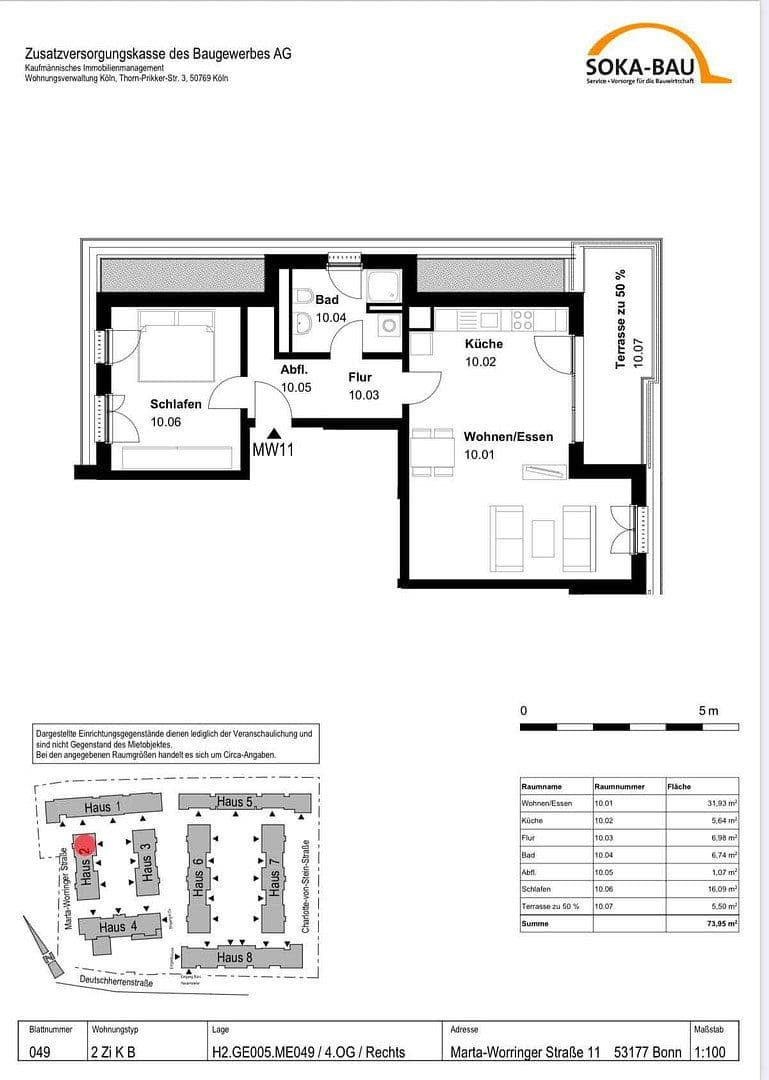 Prenájom bytu 2-izbový 74 m², Marta-Worringer Str. 11, Bonn, Severné Porýnie - Westfálsko Prenájom bytu 2-izbový 74 m², Marta-Worringer Str. 11, Bonn, Severné Porýnie - Westfálsko