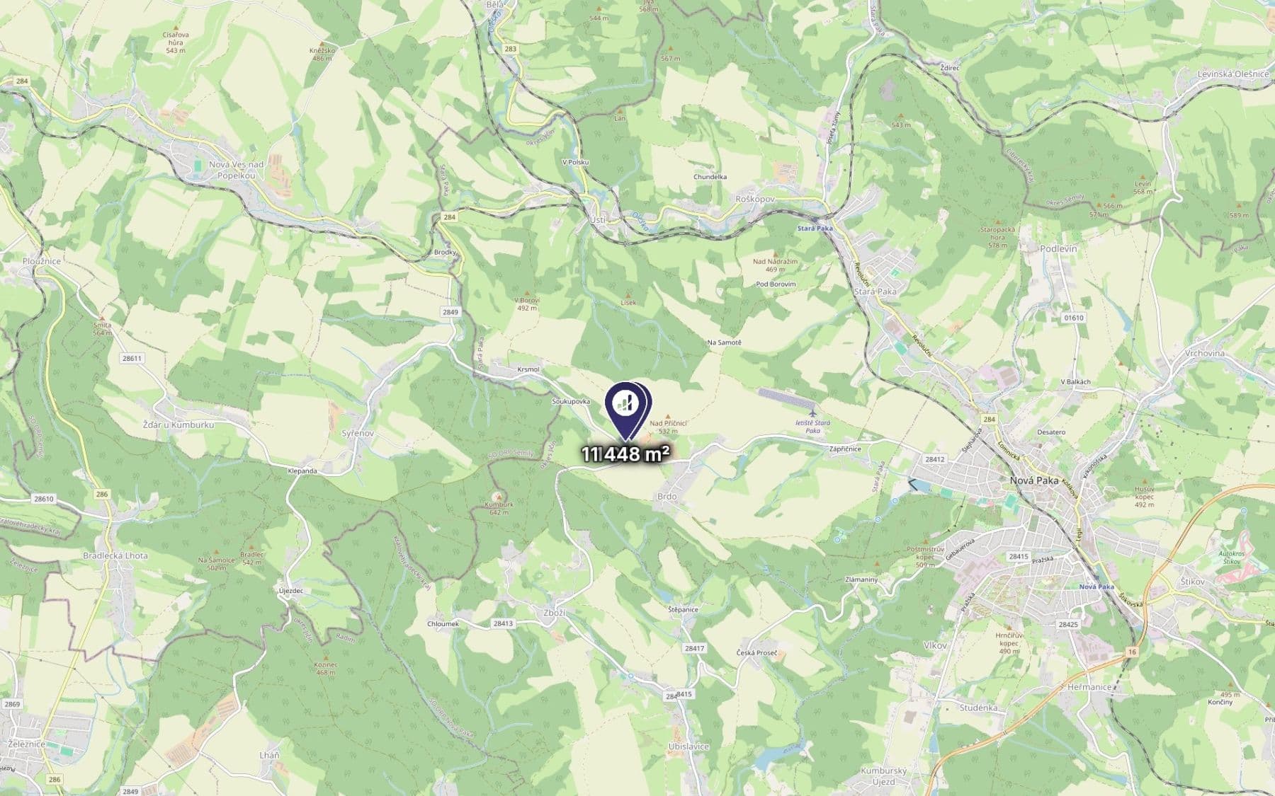 Predaj pozemku 3.115 m², Stará Paka, Královéhradecký kraj Predaj pozemku 3.115 m², Stará Paka, Královéhradecký kraj