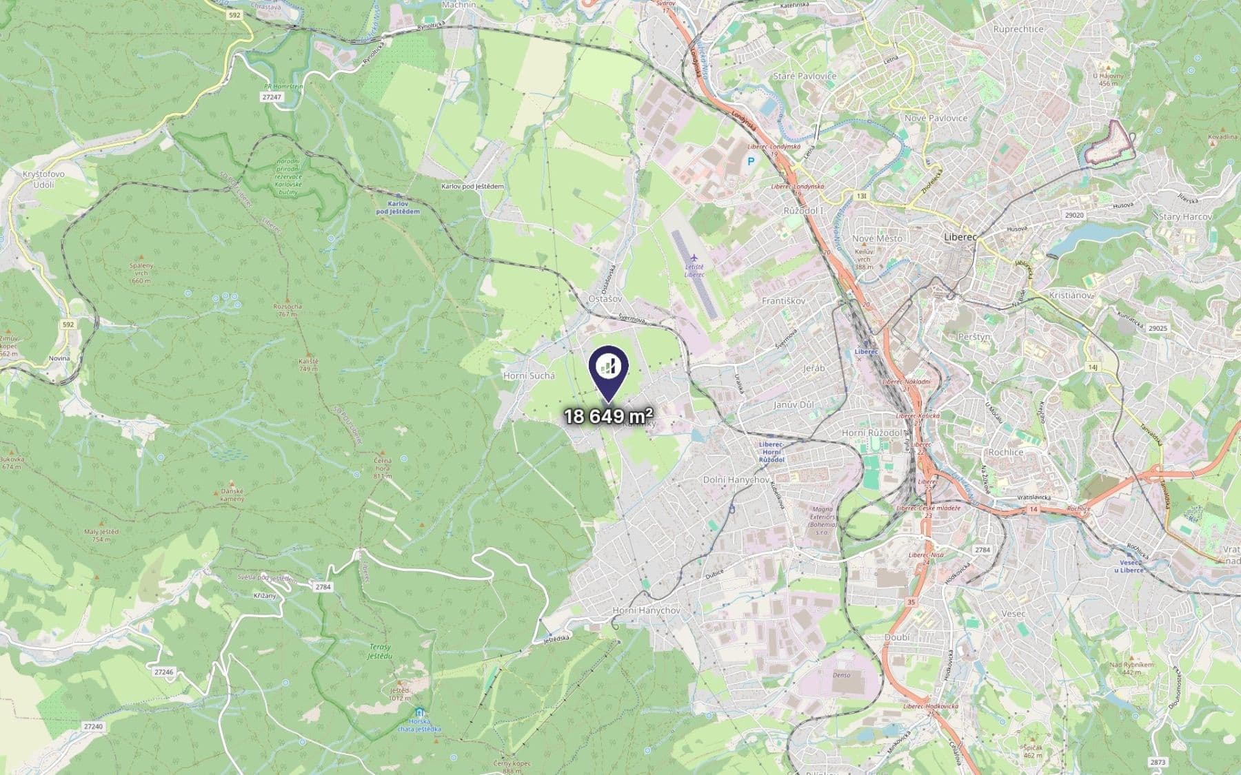 Predaj pozemku 18.649 m², Liberec, Liberecký kraj Predaj pozemku 18.649 m², Liberec, Liberecký kraj