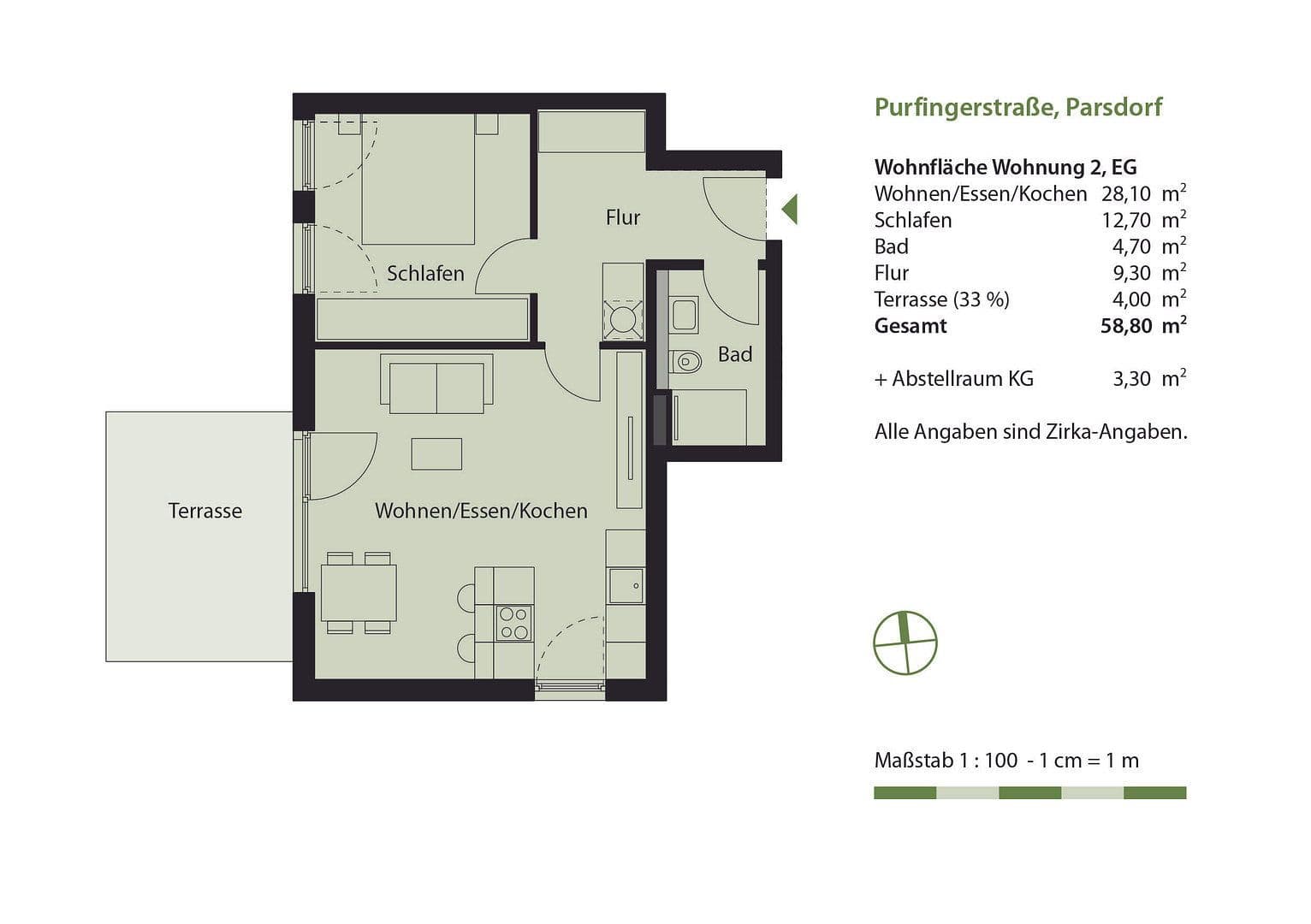 Predaj bytu 2-izbový 59 m², Parsdorf, Bavorsko Predaj bytu 2-izbový 59 m², Parsdorf, Bavorsko