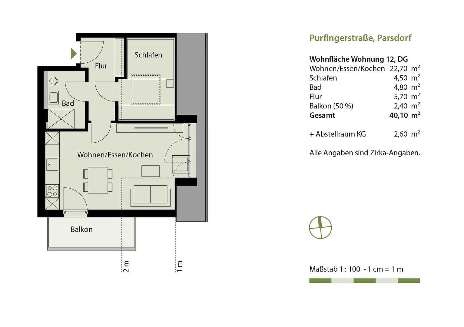Predaj bytu 2-izbový 41 m², Parsdorf, Bavorsko Predaj bytu 2-izbový 41 m², Parsdorf, Bavorsko