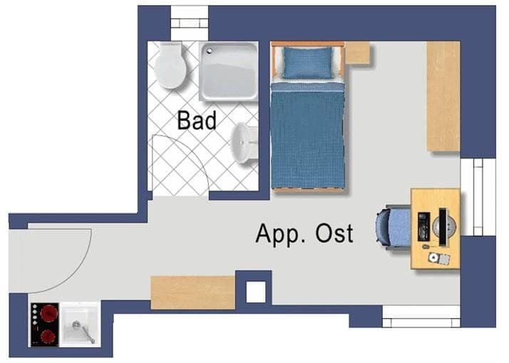 Prenájom bytu 1-izbový 20 m², Obereichstätt, Bavorsko Prenájom bytu 1-izbový 20 m², Obereichstätt, Bavorsko