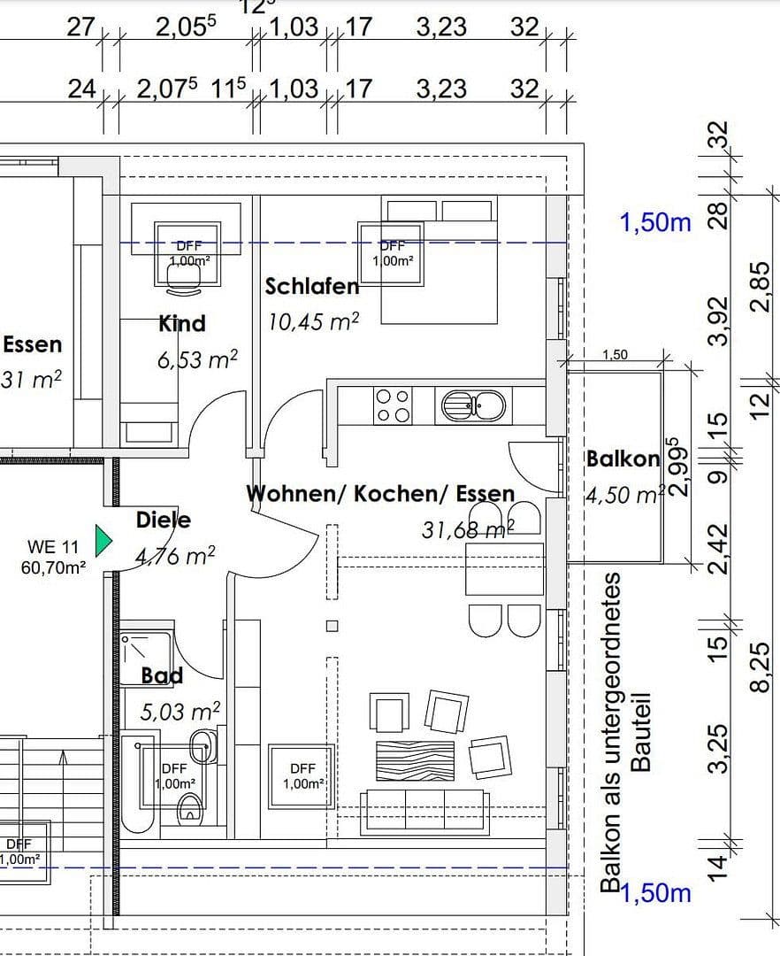 Prenájom bytu 3-izbový 61 m², Thannhausen, Bavorsko Prenájom bytu 3-izbový 61 m², Thannhausen, Bavorsko