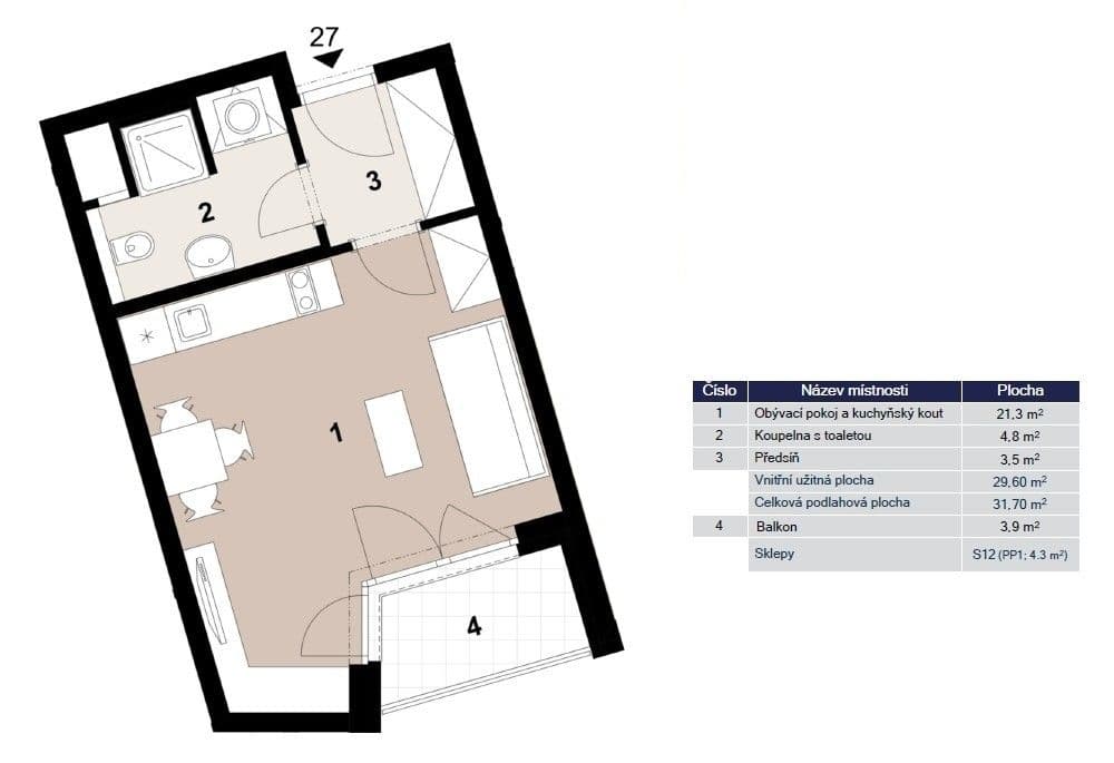 Prenájom bytu 1-izbový 32 m², Klapálkova, Praha, Praha Prenájom bytu 1-izbový 32 m², Klapálkova, Praha, Praha