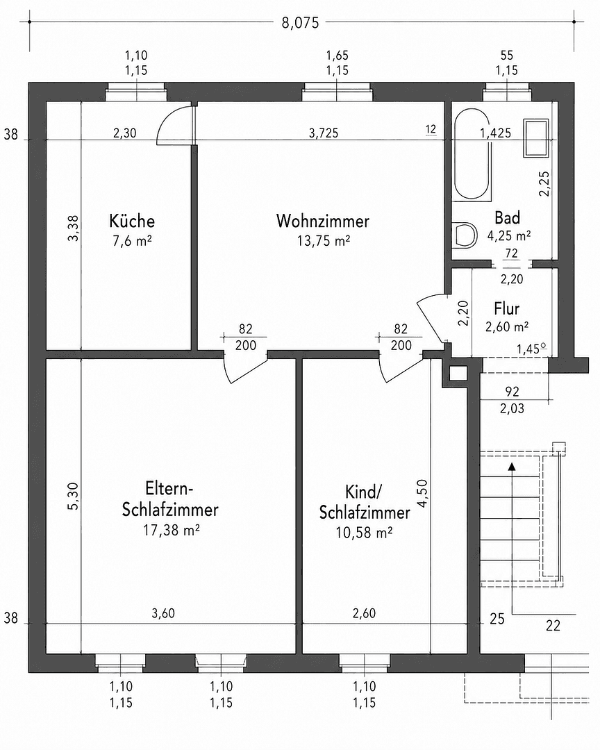 Prenájom bytu 3-izbový 52 m², Uferstraße 39, Castrop-Rauxel, Severné Porýnie - Westfálsko Prenájom bytu 3-izbový 52 m², Uferstraße 39, Castrop-Rauxel, Severné Porýnie - Westfálsko