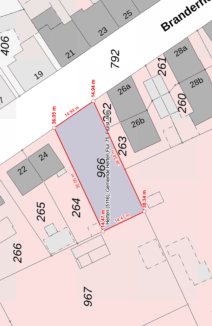 Predaj pozemku 543 m², Branderheide 26, Herten, Severné Porýnie - Westfálsko Predaj pozemku 543 m², Branderheide 26, Herten, Severné Porýnie - Westfálsko
