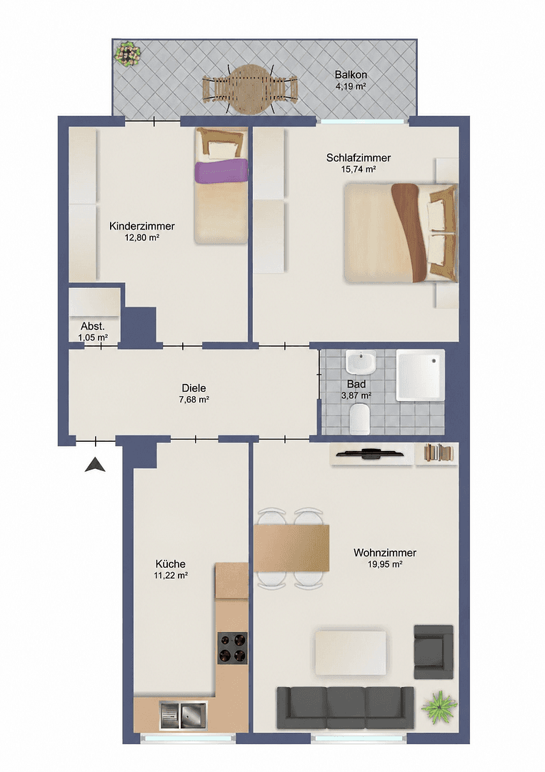 Prenájom bytu 3-izbový 76 m², Frankenstr. 75, Essen, Severné Porýnie - Westfálsko Prenájom bytu 3-izbový 76 m², Frankenstr. 75, Essen, Severné Porýnie - Westfálsko