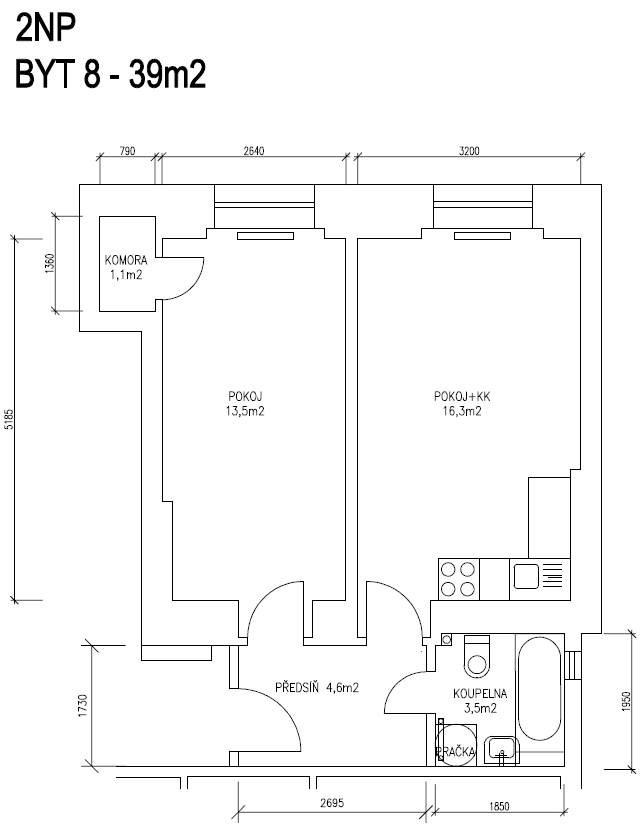 Prenájom bytu 2-izbový 39 m², Pod Vilami, Praha, Praha Prenájom bytu 2-izbový 39 m², Pod Vilami, Praha, Praha