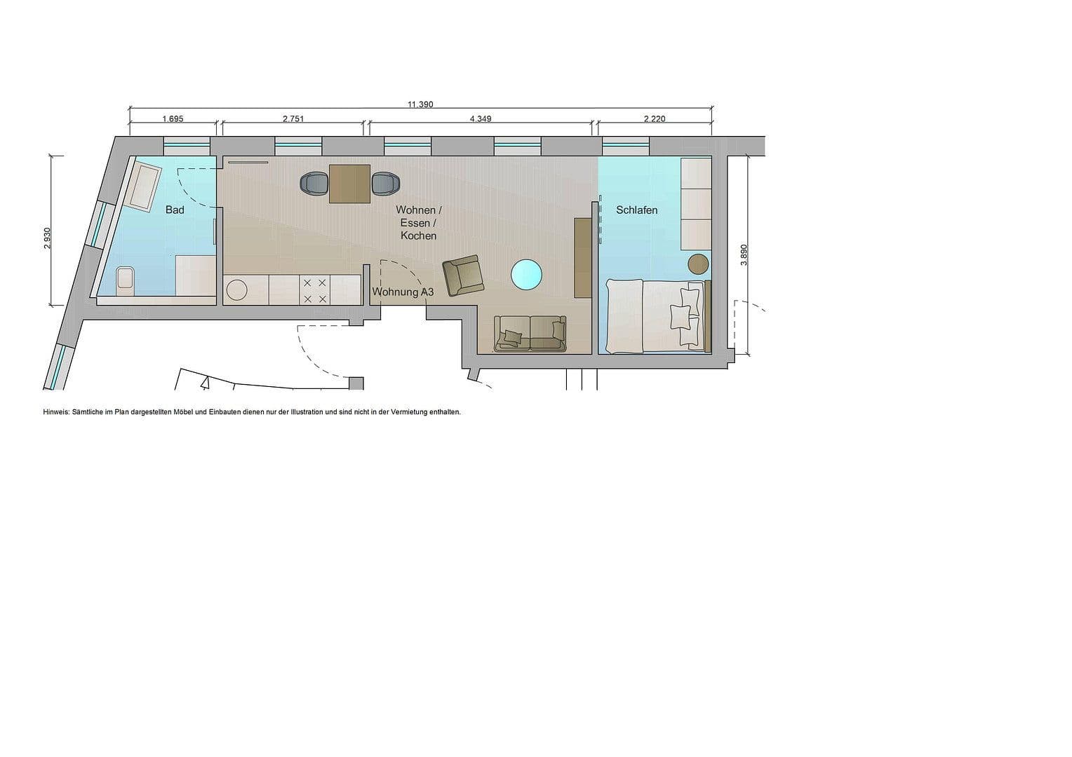 Prenájom bytu 1-izbový 39 m², Mannheim, Bádensko-Wurttembersko Prenájom bytu 1-izbový 39 m², Mannheim, Bádensko-Wurttembersko