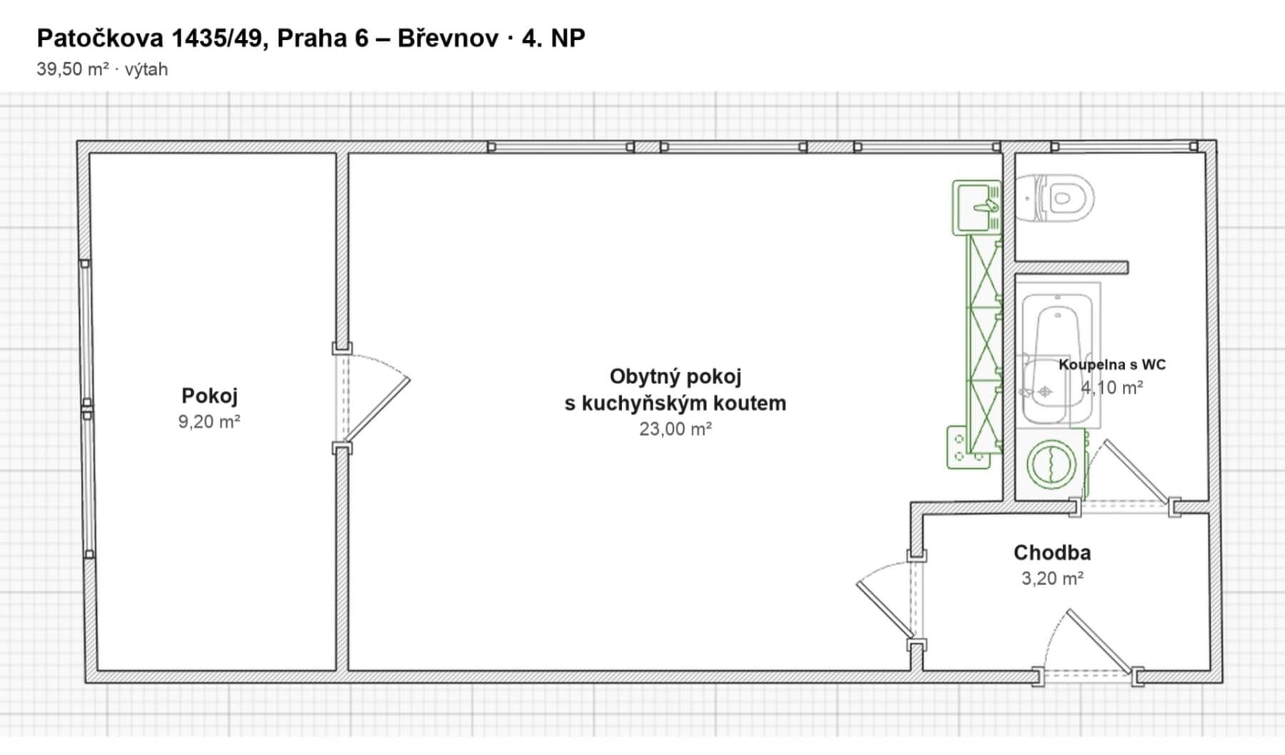 Predaj bytu 2-izbový 39 m², Patočkova, Praha, Praha Predaj bytu 2-izbový 39 m², Patočkova, Praha, Praha