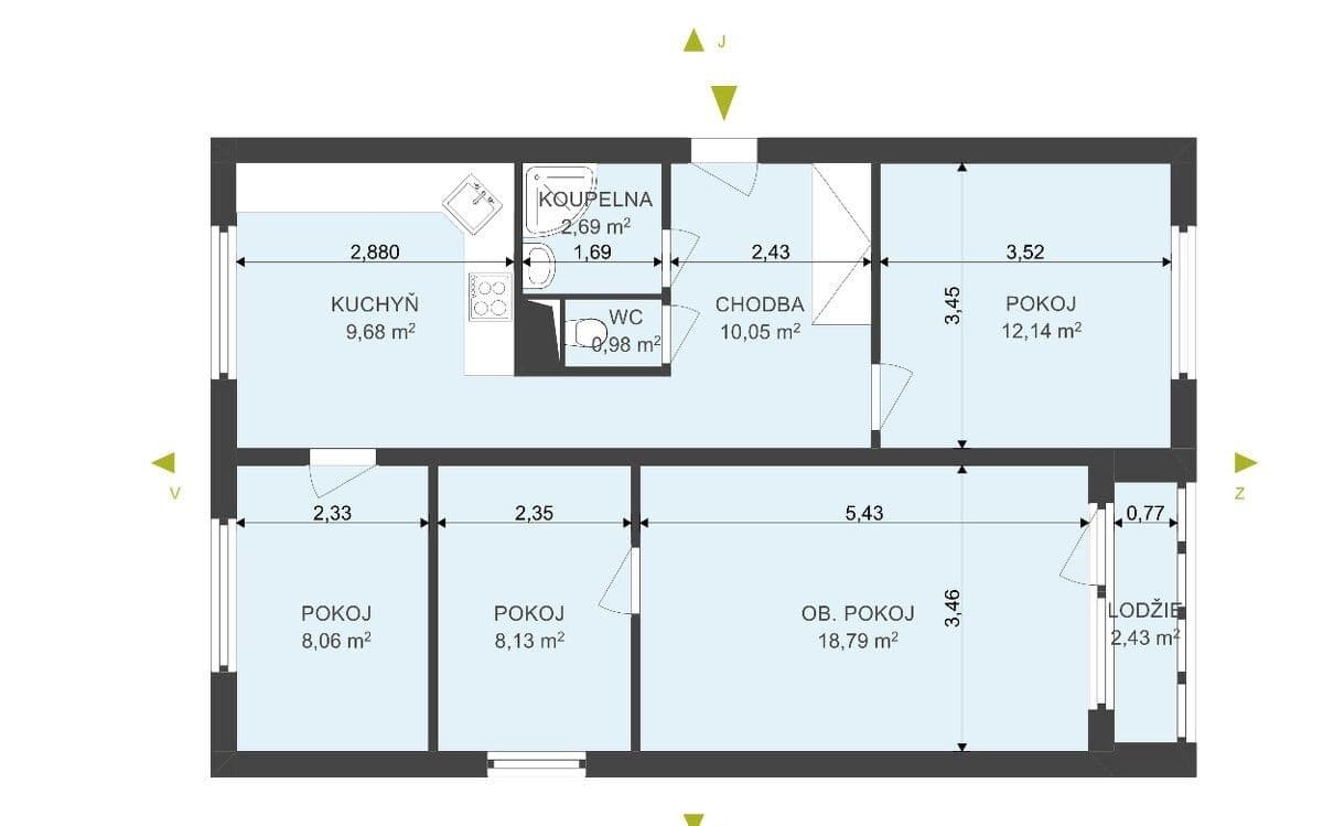 Predaj bytu 4-izbový 73 m², Jindřišská, Pardubice, Pardubický kraj Predaj bytu 4-izbový 73 m², Jindřišská, Pardubice, Pardubický kraj