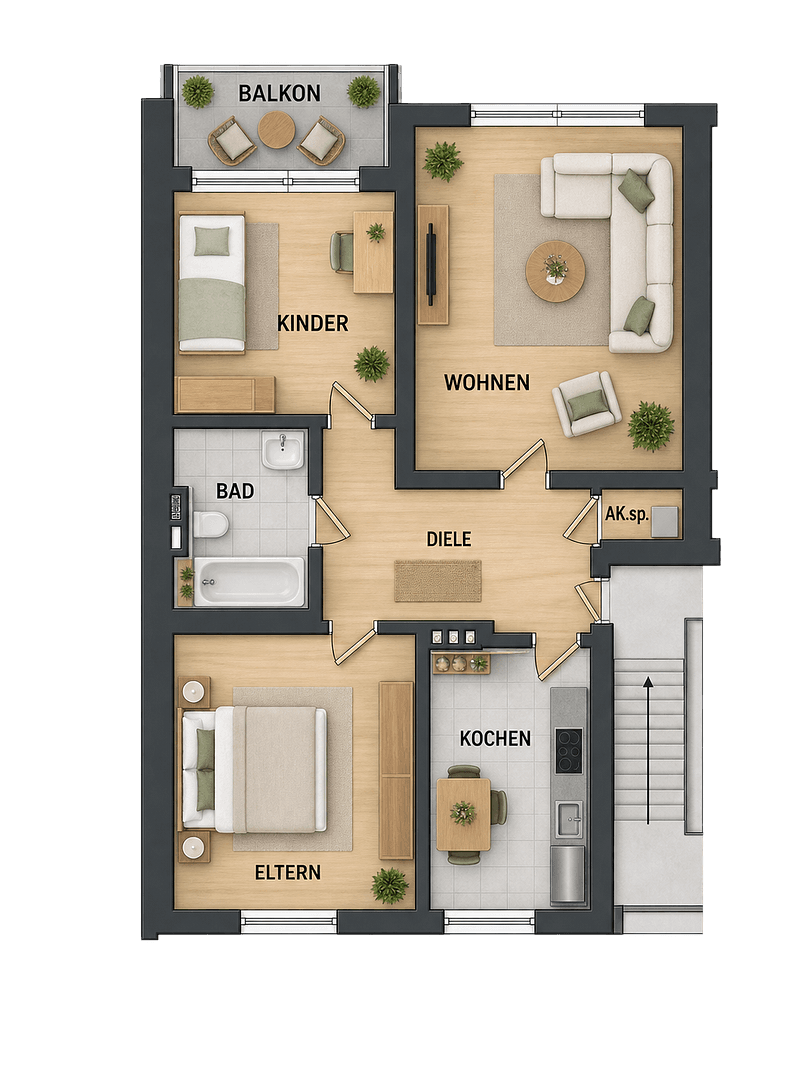 Prenájom bytu 3-izbový 70 m², Gustavstraße 72, Oberhausen, Severné Porýnie - Westfálsko Prenájom bytu 3-izbový 70 m², Gustavstraße 72, Oberhausen, Severné Porýnie - Westfálsko