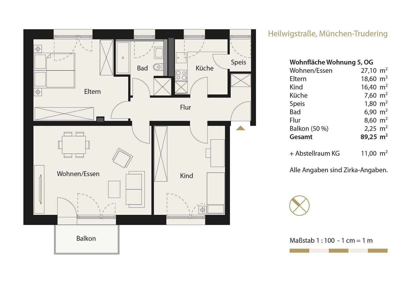 Prenájom bytu 3-izbový 90 m², Heilwigstraße 19, München-Trudering, Bavorsko Prenájom bytu 3-izbový 90 m², Heilwigstraße 19, München-Trudering, Bavorsko