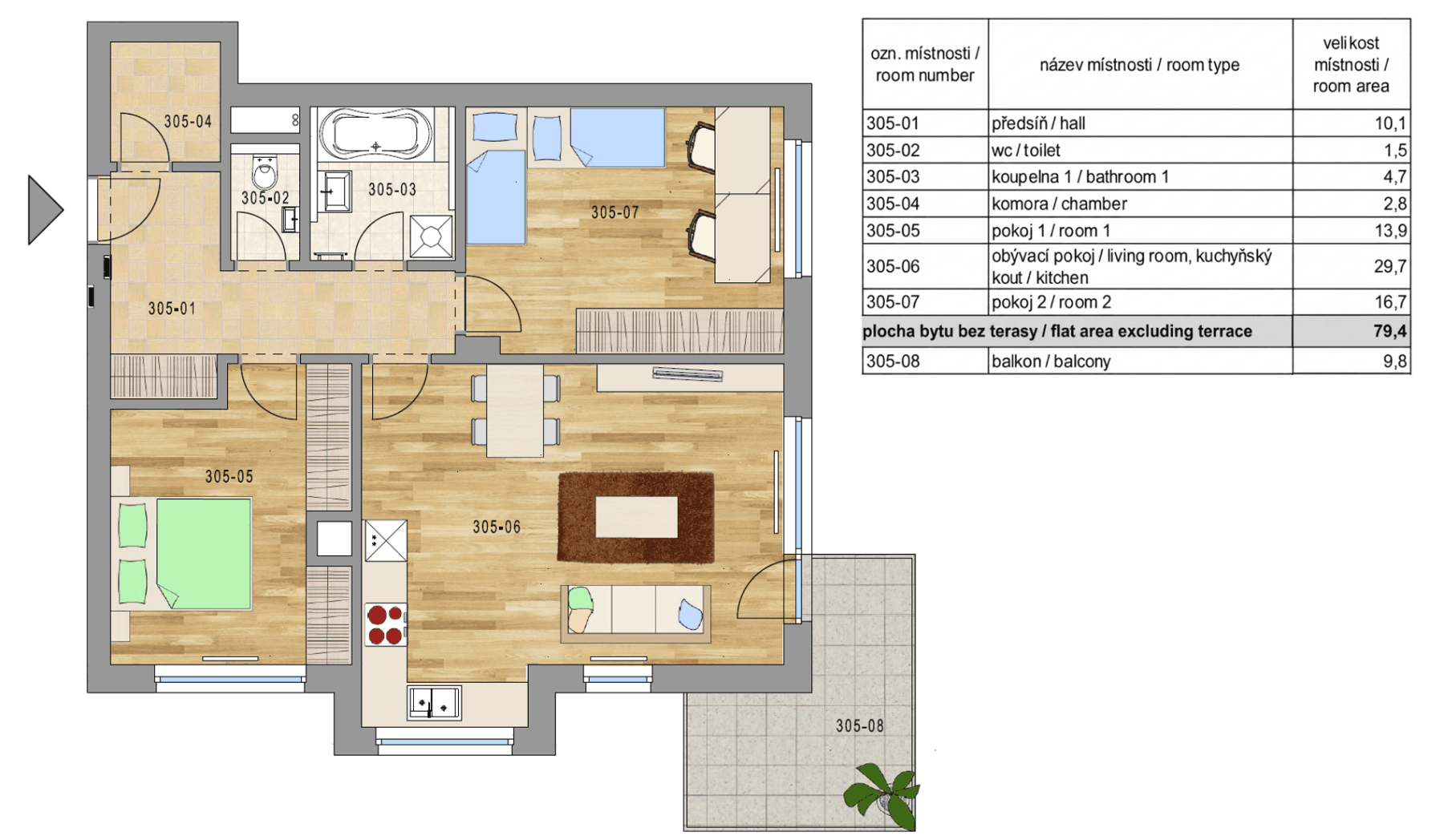 Predaj bytu 3-izbový 80 m², K Beranovu, Praha, Praha Predaj bytu 3-izbový 80 m², K Beranovu, Praha, Praha