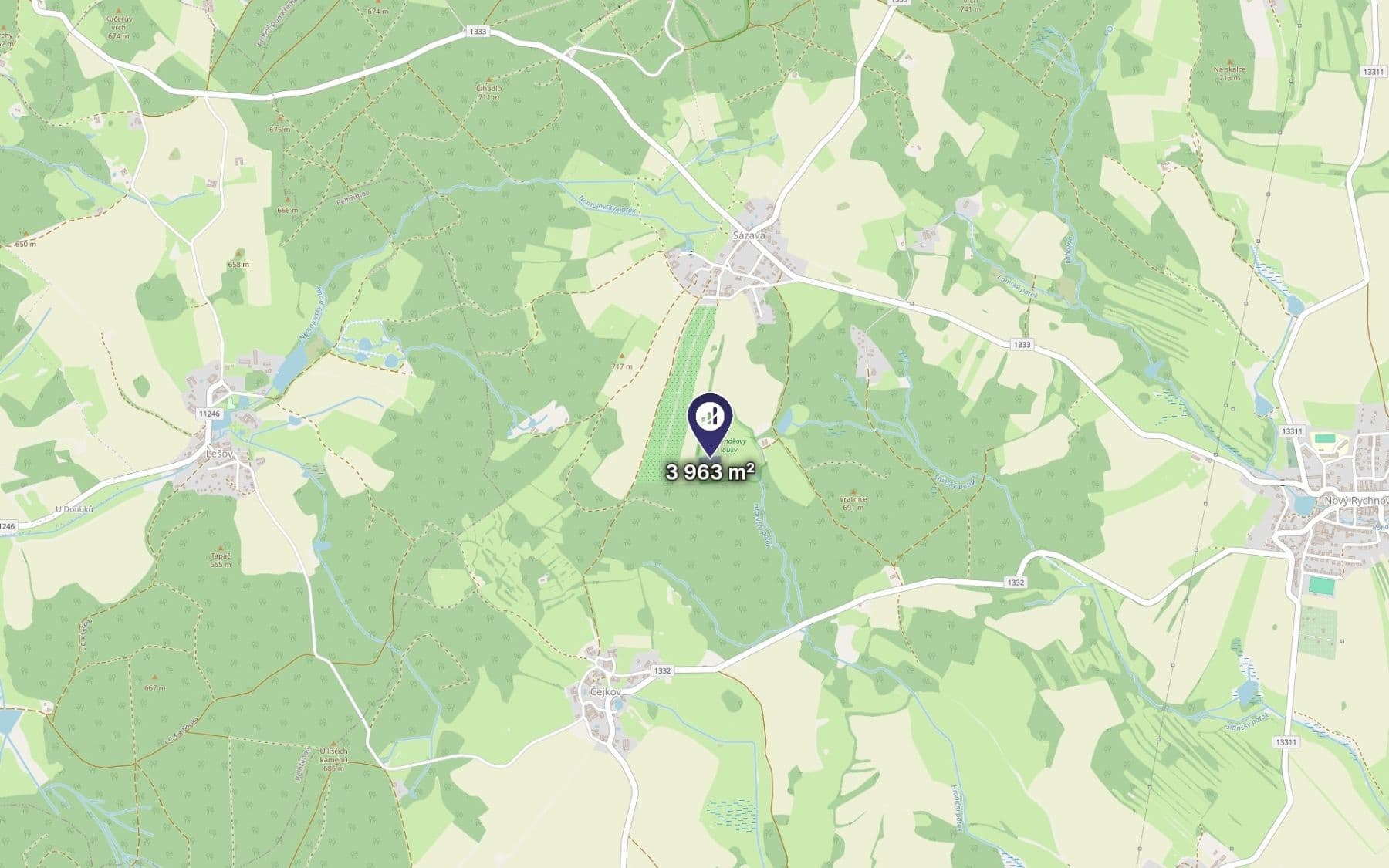 Predaj pozemku 3.963 m², Nový Rychnov, Kraj Vysočina Predaj pozemku 3.963 m², Nový Rychnov, Kraj Vysočina