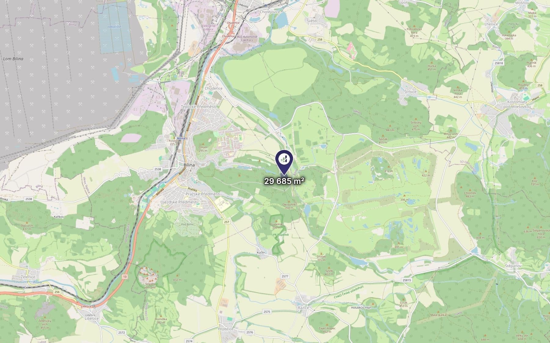 Predaj pozemku 29.685 m², Bílina, Ústecký kraj Predaj pozemku 29.685 m², Bílina, Ústecký kraj