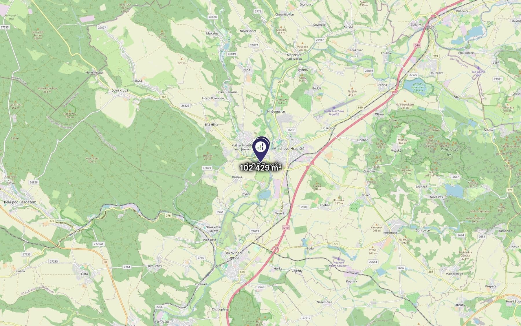 Predaj pozemku 103.462 m², Mnichovo Hradiště, Středočeský kraj Predaj pozemku 103.462 m², Mnichovo Hradiště, Středočeský kraj