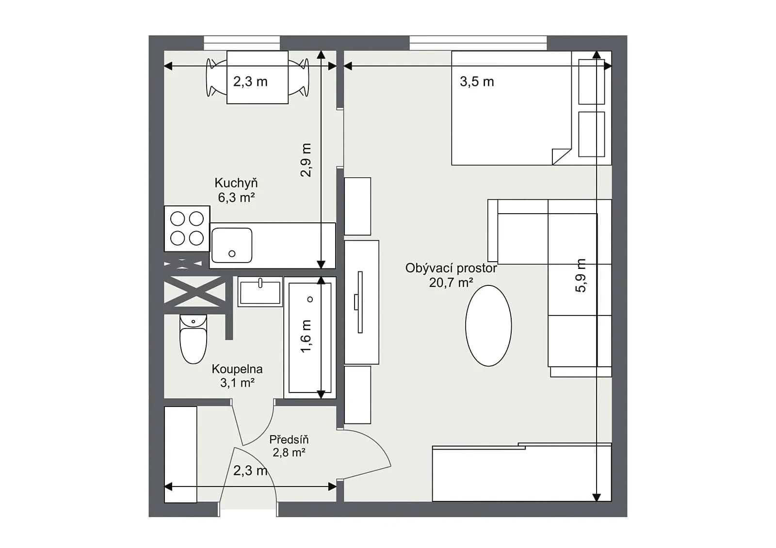 Prenájom bytu 1-izbový 33 m², Habrová, Praha, Praha Prenájom bytu 1-izbový 33 m², Habrová, Praha, Praha