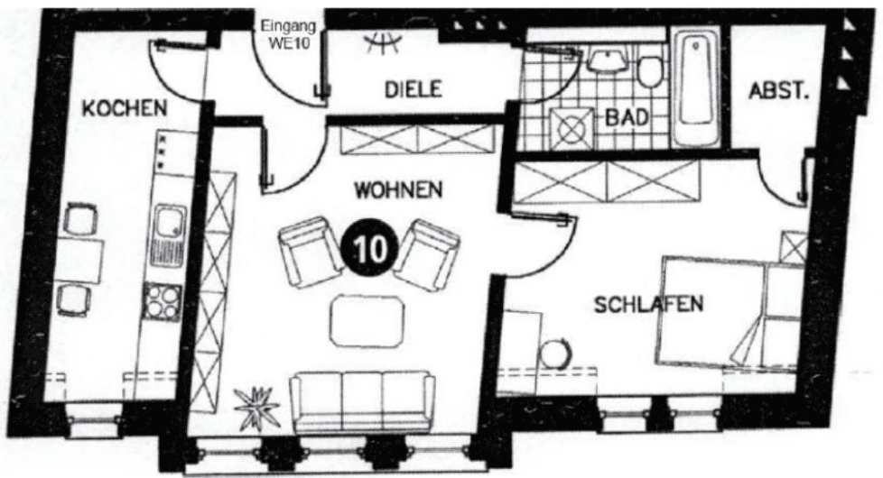 Prenájom bytu 2-izbový 52 m², Erfurt, Durínsko Prenájom bytu 2-izbový 52 m², Erfurt, Durínsko